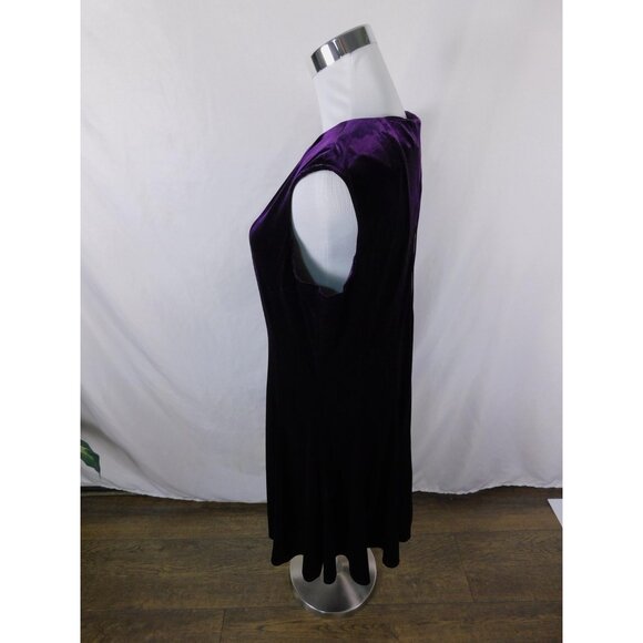 Danny & Nicole Medium Purple Velvet A-Line Dress Glam Witch - Picture 5 of 12